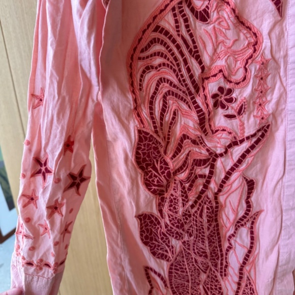 RARE Farm Rio Embroidered Western Dress In Light Pink - Picture 5 of 9